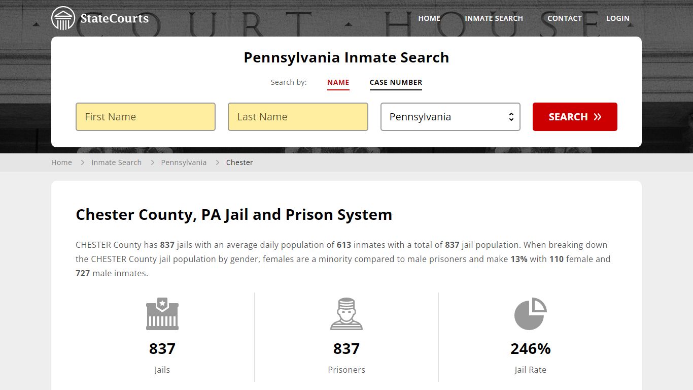 Chester County, PA Inmate Search - StateCourts